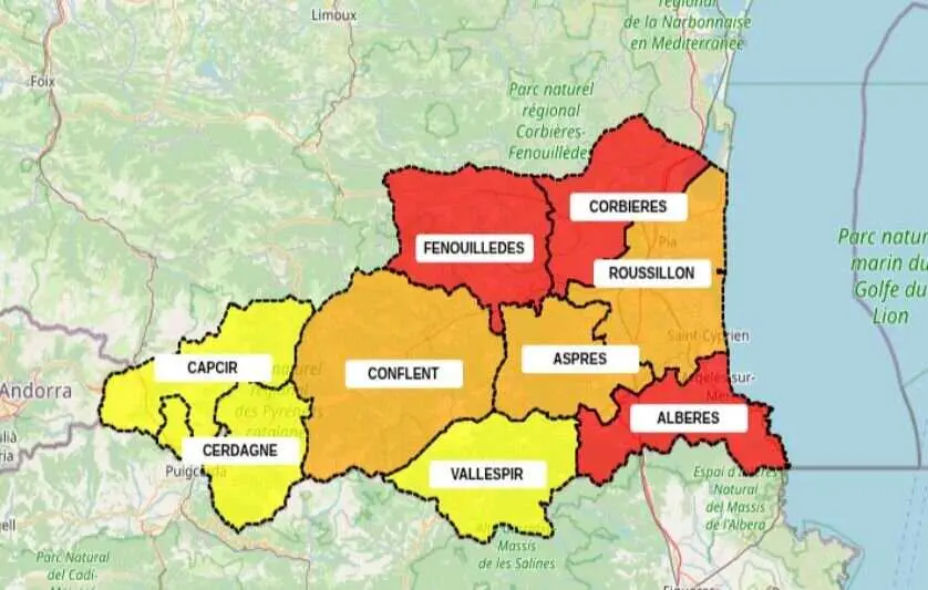 Incendies : vigilance maximale dans les Pyrénées-Orientales, plusieurs zones en alerte rouge